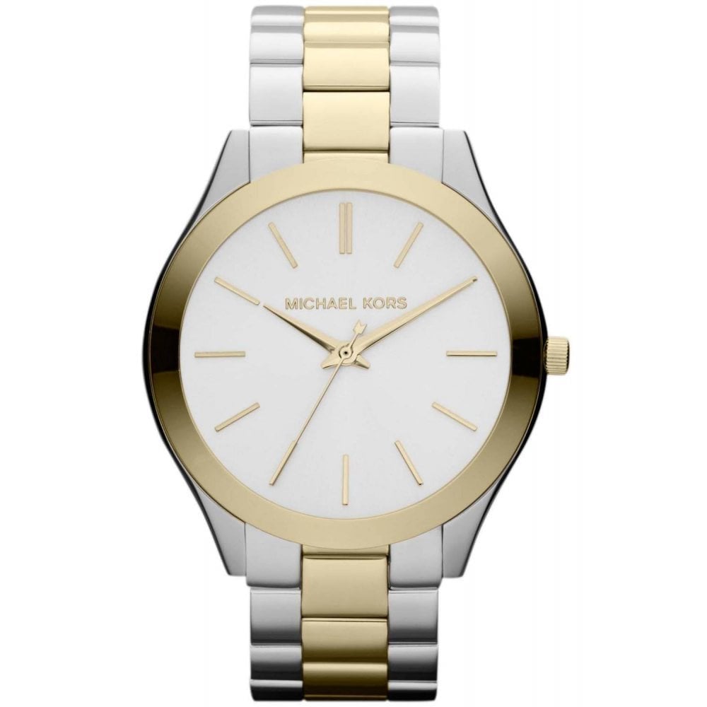 Michael Kors Ladies Slim Runway Two Tone Watch - MK3198